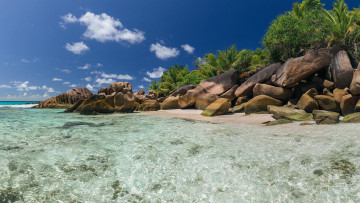 Картинка природа побережье море берег сейшельские острова камни остров