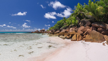 Картинка природа побережье остров камни море берег сейшельские острова