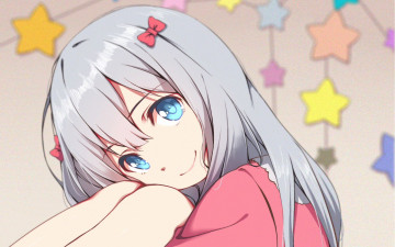 обоя аниме, eromanga-sensei, девушка, фон, взгляд