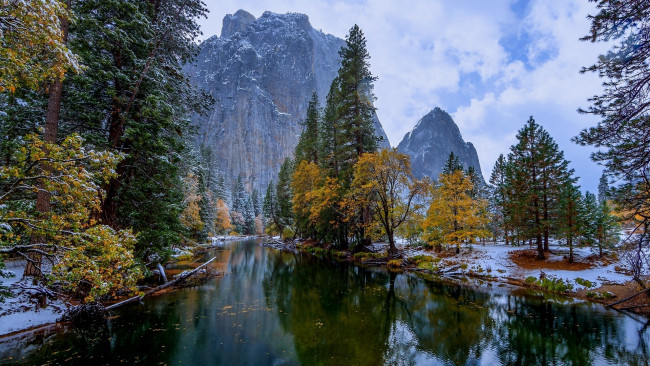 Обои картинки фото природа, реки, озера, река, поздняя, осень, горы