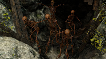Картинка 3д+графика ужас+ horror скелеты