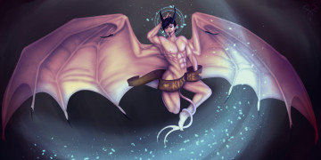 Картинка фэнтези демоны мужчина фон рога крылья