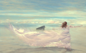 Картинка фэнтези девушки рояль девушка ветер