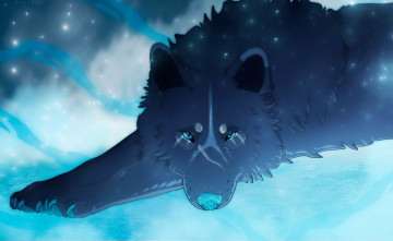 Картинка рисованные животные +волки волк чёрный арт