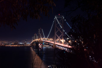 Картинка города -+мосты пейзаж запад сан - франциско bay bridge архитектура ночь городской