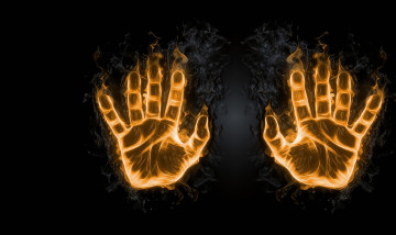 Картинка разное компьютерный+дизайн арт ладонь пальчики отпечаток огонь