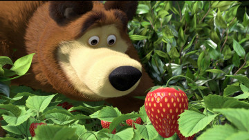 Картинка маша медведь мультфильмы листья виктория ягода