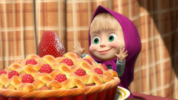 Картинка маша медведь мультфильмы пирог ребёнок ягода виктория малина косынка