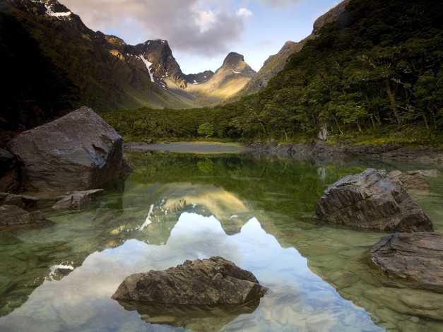 Обои картинки фото природа, реки, озера, горы, река, камни