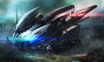 Картинка фэнтези космические корабли звездолеты станции оружие солдат