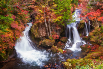 Картинка природа водопады лес водопад деревья осень
