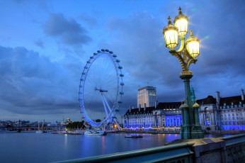 Картинка города лондон+ великобритания колесо фонаоь набережная