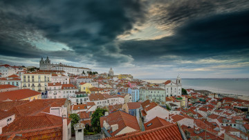 Картинка города лиссабон+ португалия побережье бухта мар-да-палья панорама lisbon здания portugal лиссабон
