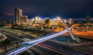 Картинка san+diego города сан-диего+ сша ночь мост огни панорама