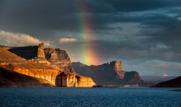 Картинка природа радуга небо горы