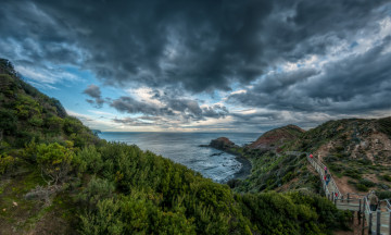Картинка mornington+peninsula+national+park природа побережье океан сумрак мыс бухта тучи