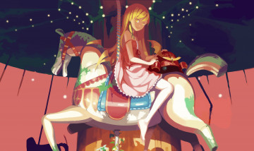 Картинка аниме bakemonogatari девочка лошадь