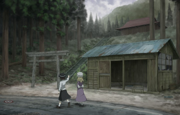 Картинка аниме touhou дом девочки