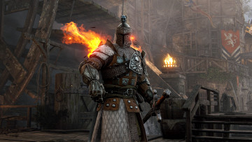 Картинка видео+игры for+honor крепость замок огонь латы рыцарь