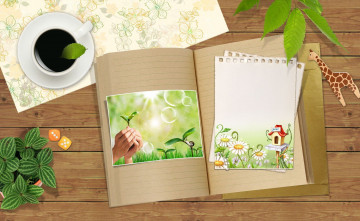 Картинка разное компьютерный+дизайн тетрадь рисунки фото жираф чашка цветок