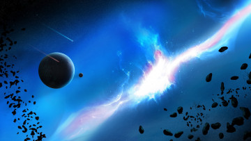 Картинка космос арт планеты метеориты