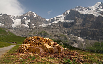 Картинка switzerland природа горы дрова снег пейзаж вершины швейцария