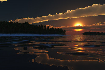 Картинка patience ver 3д графика nature landscape природа затат тропики остров океан облака