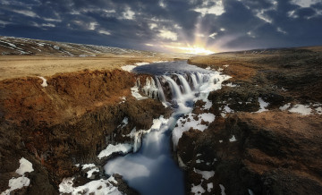 Картинка природа водопады водопад река рассвет