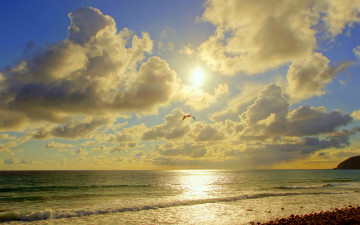 Картинка природа восходы закаты побережье море malibu калифорния облака солнце фото