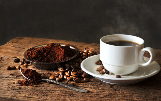 Обои картинки фото еда, кофе,  кофейные зёрна, cup, beans, coffee