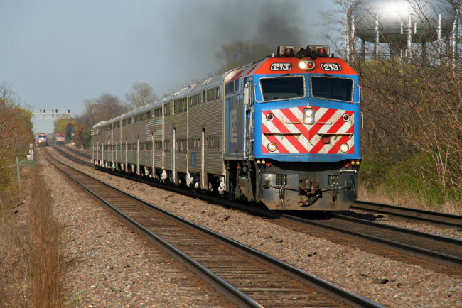 Обои картинки фото техника, поезда, локомотив, рельсы, железная, дорога, состав