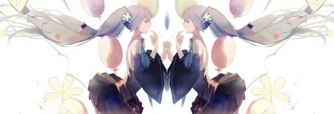 Обои картинки фото аниме, vocaloid, отражение, девушка