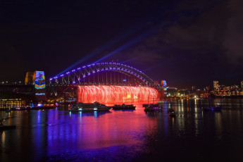 Картинка австралия города сидней+ здания освещение корабли водоем