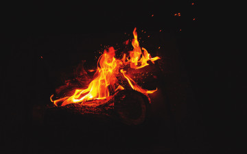 Картинка природа огонь поленья искры пламя