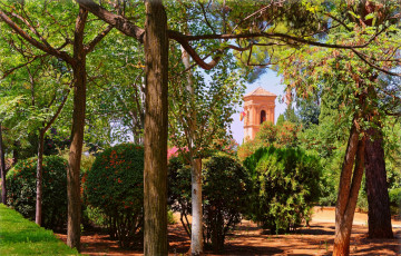 Картинка испания природа парк здание кустарники деревья