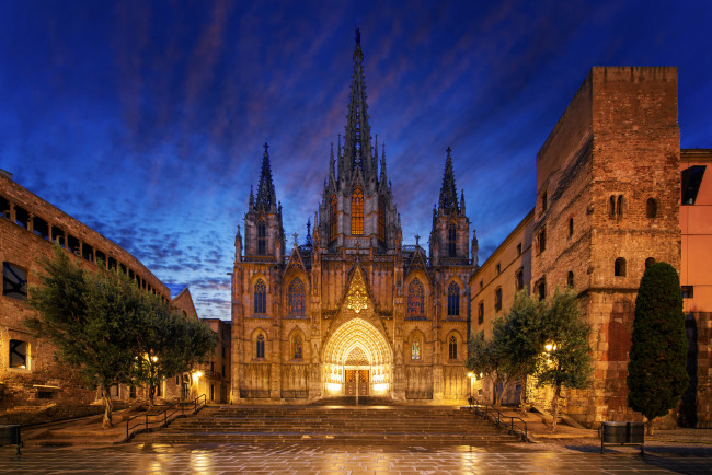 Обои картинки фото gothic barcelona cathedra, города, барселона , испания, простор