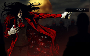 Картинка аниме hellsing алукард alucard дракула вампир шакал оружие пистолет dracula луна