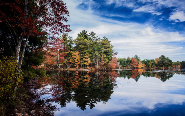 Обои картинки фото природа, реки, озера, осень, река, отражение
