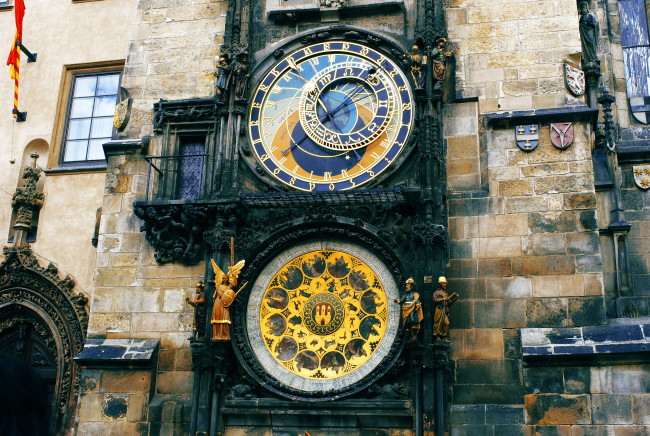 Обои картинки фото разное, Часы, часовые, механизмы, часы, города, прага, чехия, здания