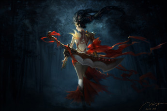 Картинка фэнтези девушки меч miao+zi воительница