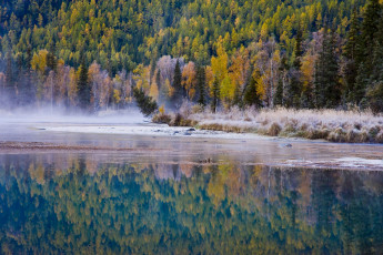 Картинка природа реки озера иней лес отражение река горы