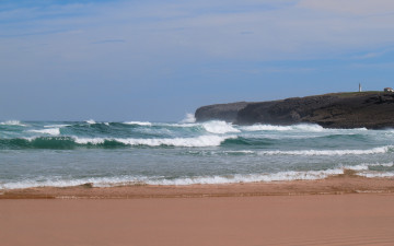 Картинка природа побережье море волны песок скалы