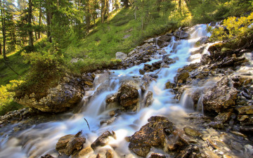 Картинка природа реки озера лес камни речка каскад