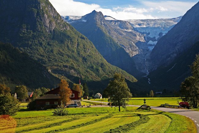Обои картинки фото норвегия, согн, ог, фьюране, стрюн, природа, горы, каньон, дорога