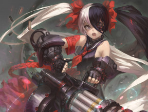 Картинка аниме -weapon +blood+&+technology blade soul выстрелы гильзы оружие pohwaran девушка iorlvm art