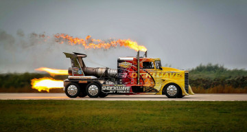 Картинка автомобили peterbilt пламя двигатель грузовик шоссе