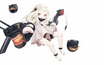 Картинка аниме kantai+collection девочка арт оружие белый фон платье