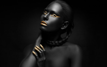 Картинка девушки -unsort+ креатив стиль девушка модель черный цвет руки взгляд коса
