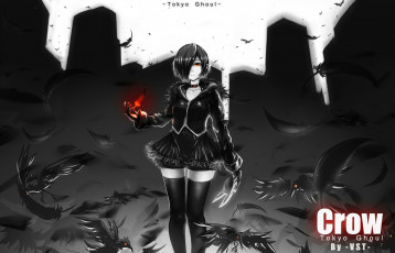 Картинка аниме tokyo+ghoul перья kirishima touka вороны гуль токийский tokyo ghoul art anime девушка