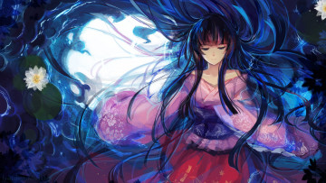 Картинка аниме touhou lyiet houraisan kaguya девушка водяная лилия арт